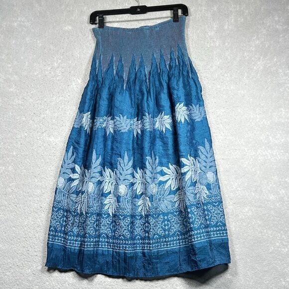 LAPIS Anthropologie Dress Skirt Women OS Blue Floral Convertible Midi Boho Fairy - Picture 7 of 10